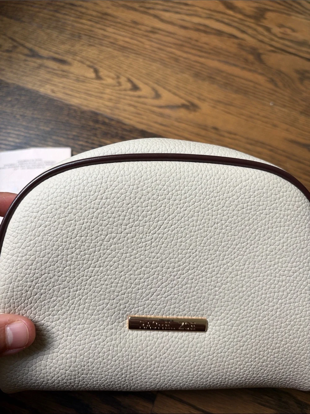 NWT Rachel Zoe Cosmetic Pouch w Brown Trim